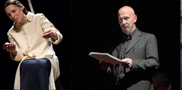 Novella Cantarutti e Pier Paolo Pasolini in uno spettacolo