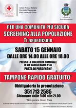 Prata: sabato 15 gennaio 2022 screening dei cittadini gestito dal locale gruppo della Croce Rossa Italiana