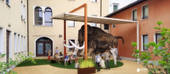 Render nuova area esterna Museo Zenari con il Mammut