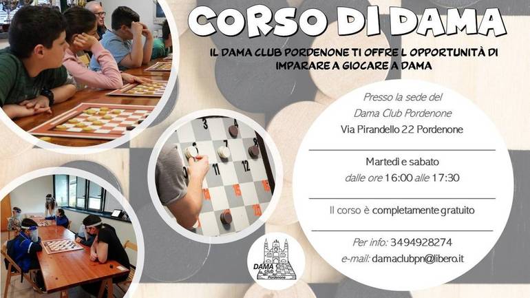 Dama Club Pordenone, 38° torneo “Città di Pordenone” mercoledì 2 giugno