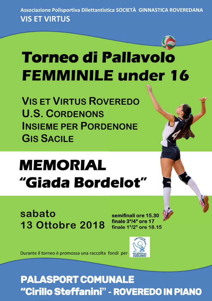 Volley femminile Under 16, Memorial Giada Bordelot sabato 13 a Roveredo in Piano